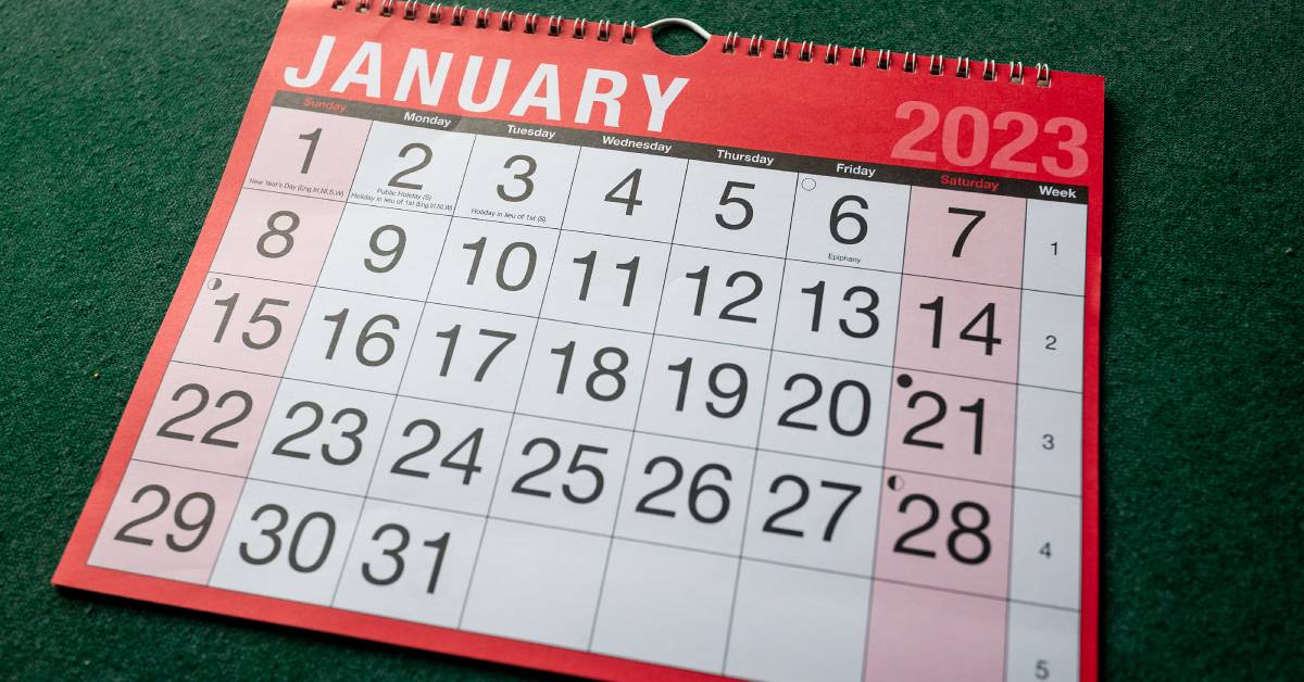 koledar poročanja za januar 2023