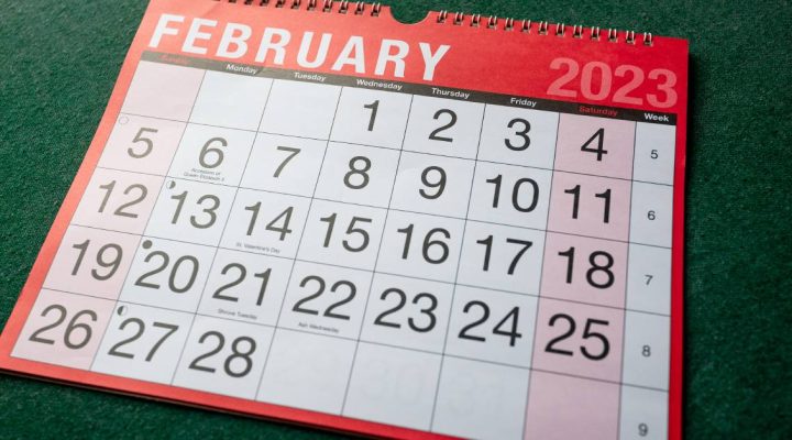 koledar poročanja za februar 2023